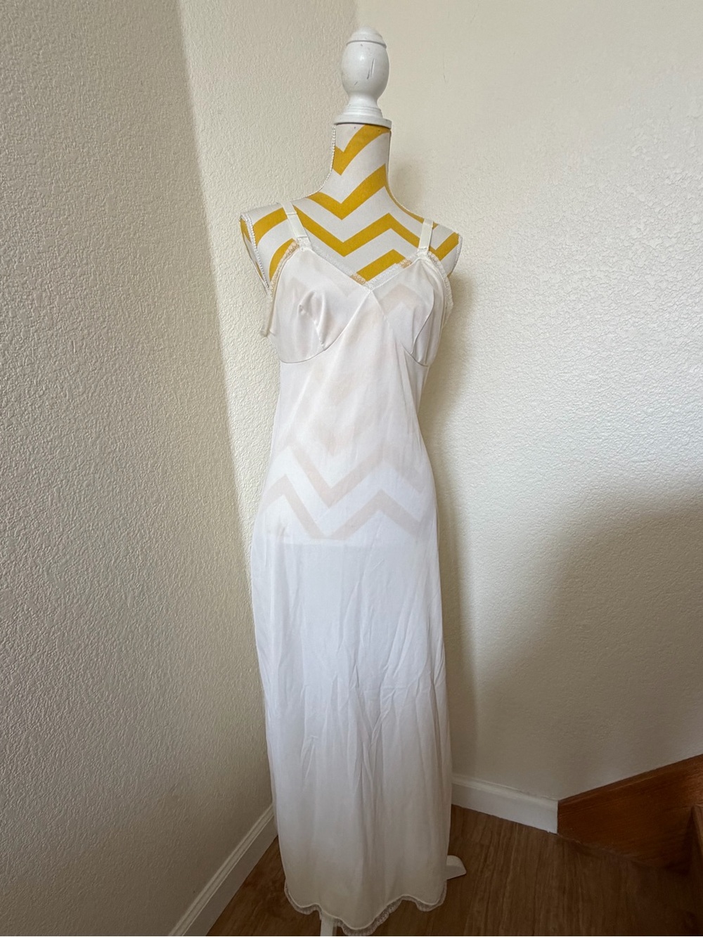 1970s Bridal Trousseau Cream Slip Gown